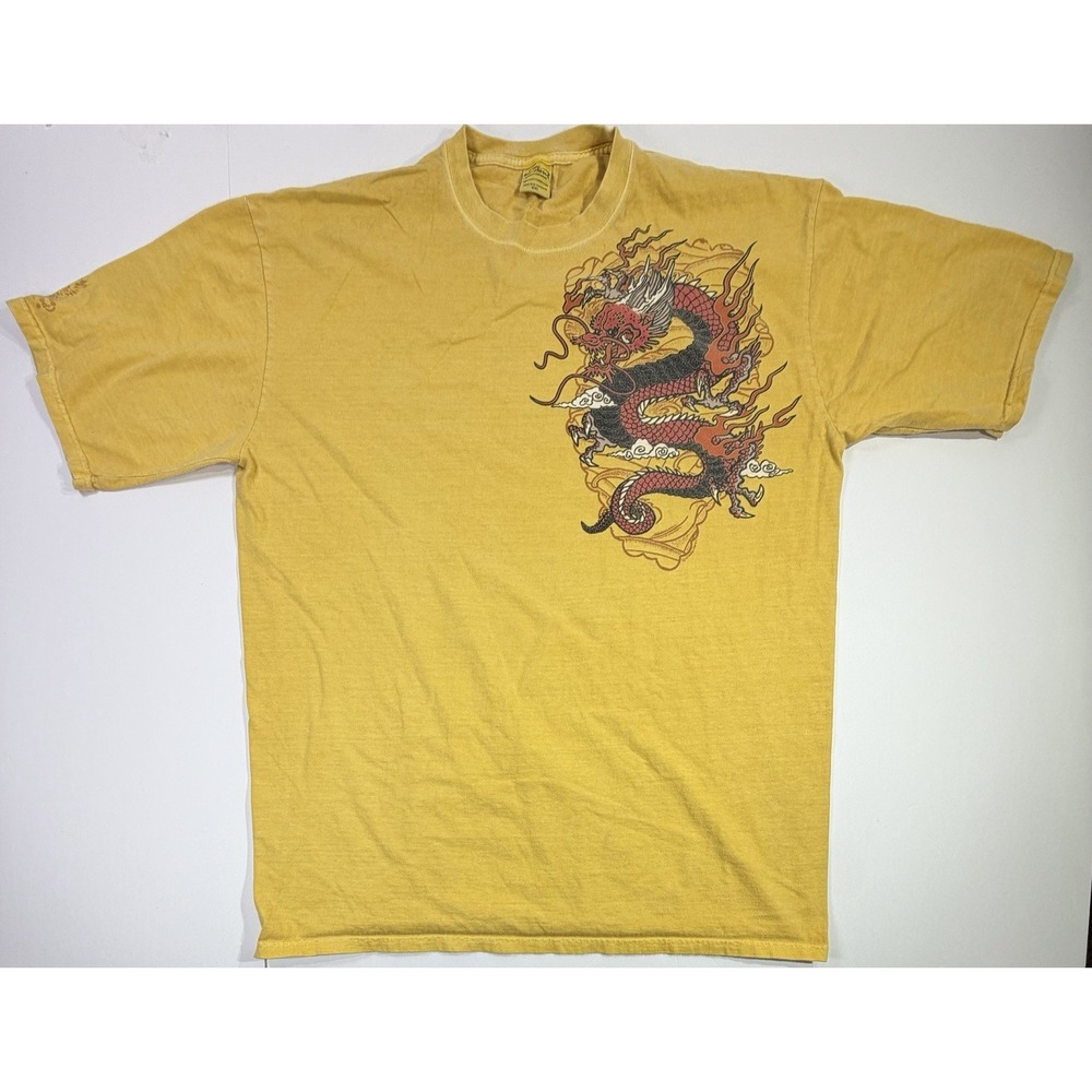 Crazy Shirts Hawaii Dragon T-Shirt Men's XXL Yellow Vintage Style Graphic Tee